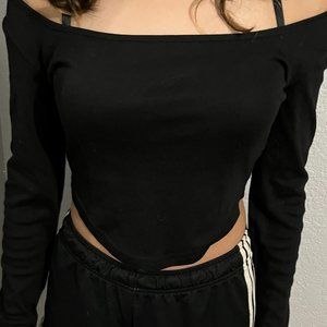 V shaped- Black crop top